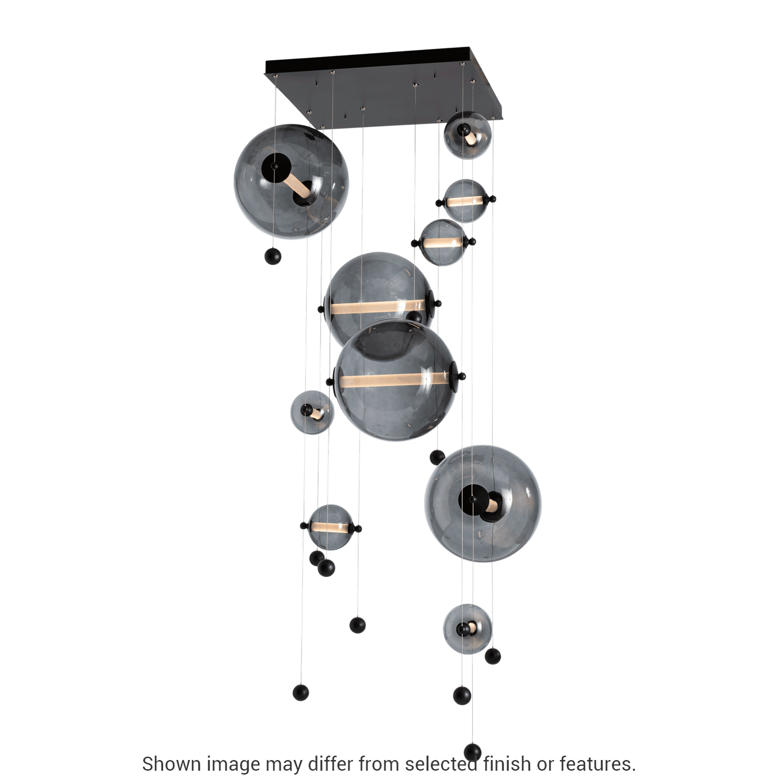 Abacus 10-Light Square LED Pendant - White - Opal Glass by Hubbardton Forge