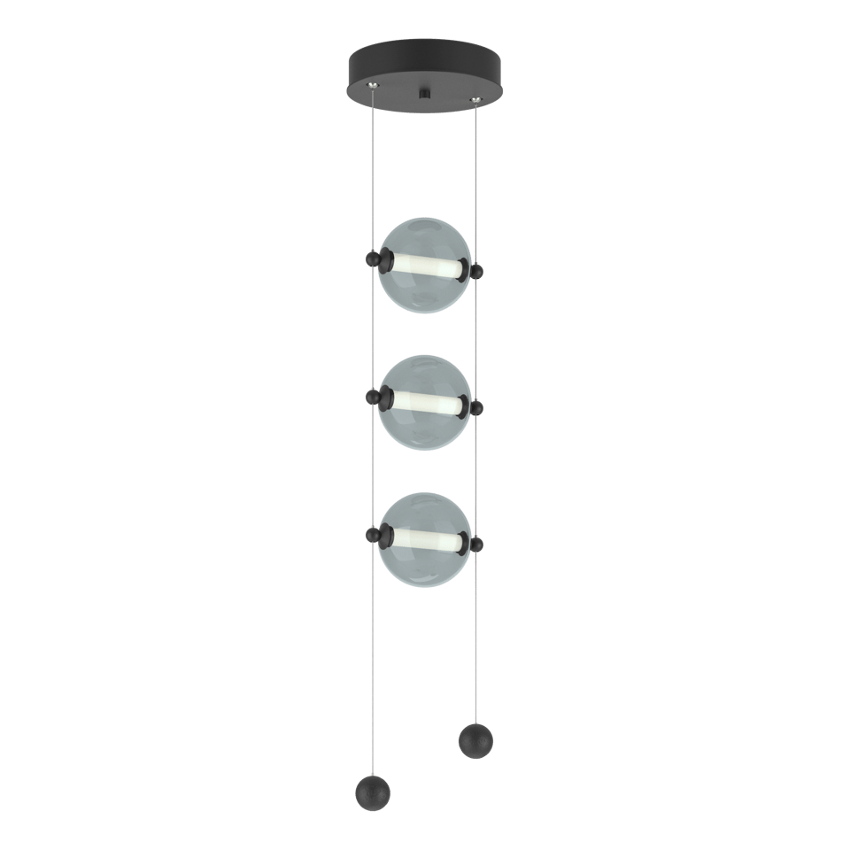 Abacus 3-Light LED Pendant - Black - Cool Grey Glass by Hubbardton Forge