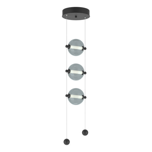 Abacus 3-Light LED Pendant - Black - Cool Grey Glass by Hubbardton Forge