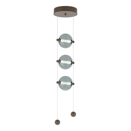 Abacus 3-Light LED Pendant - Bronze - Cool Grey Glass by Hubbardton Forge