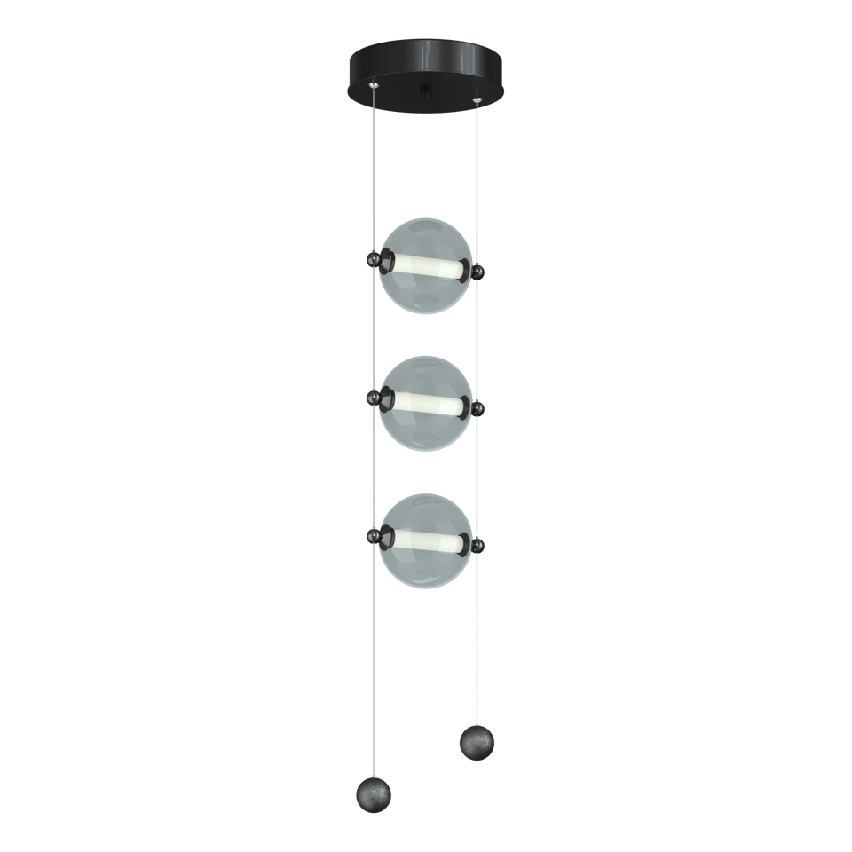 Abacus 3-Light LED Pendant - Ink - Cool Grey Glass by Hubbardton Forge