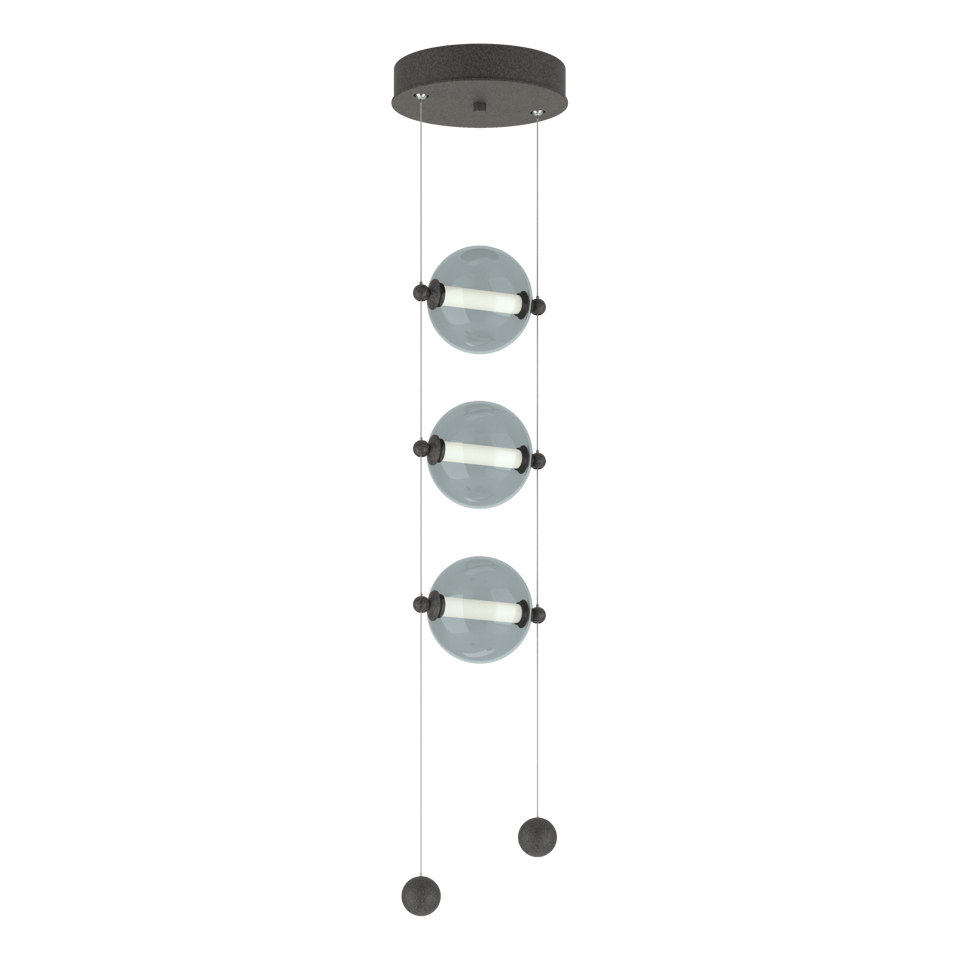 Abacus 3-Light LED Pendant - Natural Iron - Cool Grey Glass by Hubbardton Forge