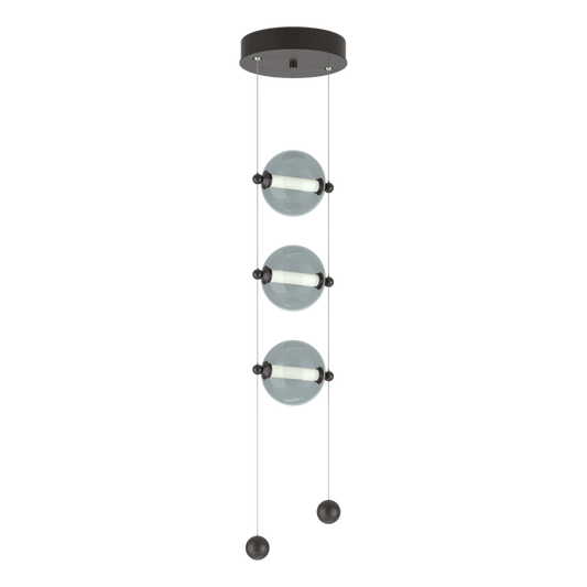 Abacus 3-Light LED Pendant - Oil Rubbed Bronze - Cool Grey Glass by Hubbardton Forge