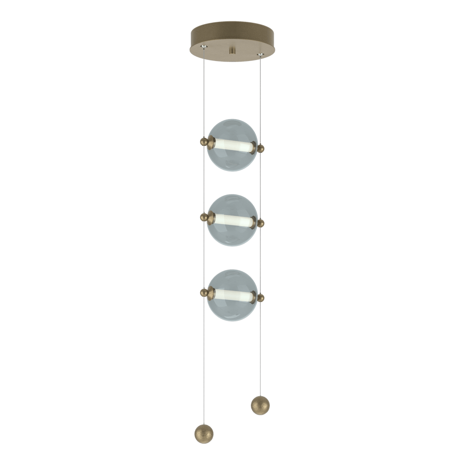 Abacus 3-Light LED Pendant - Soft Gold - Cool Grey Glass by Hubbardton Forge