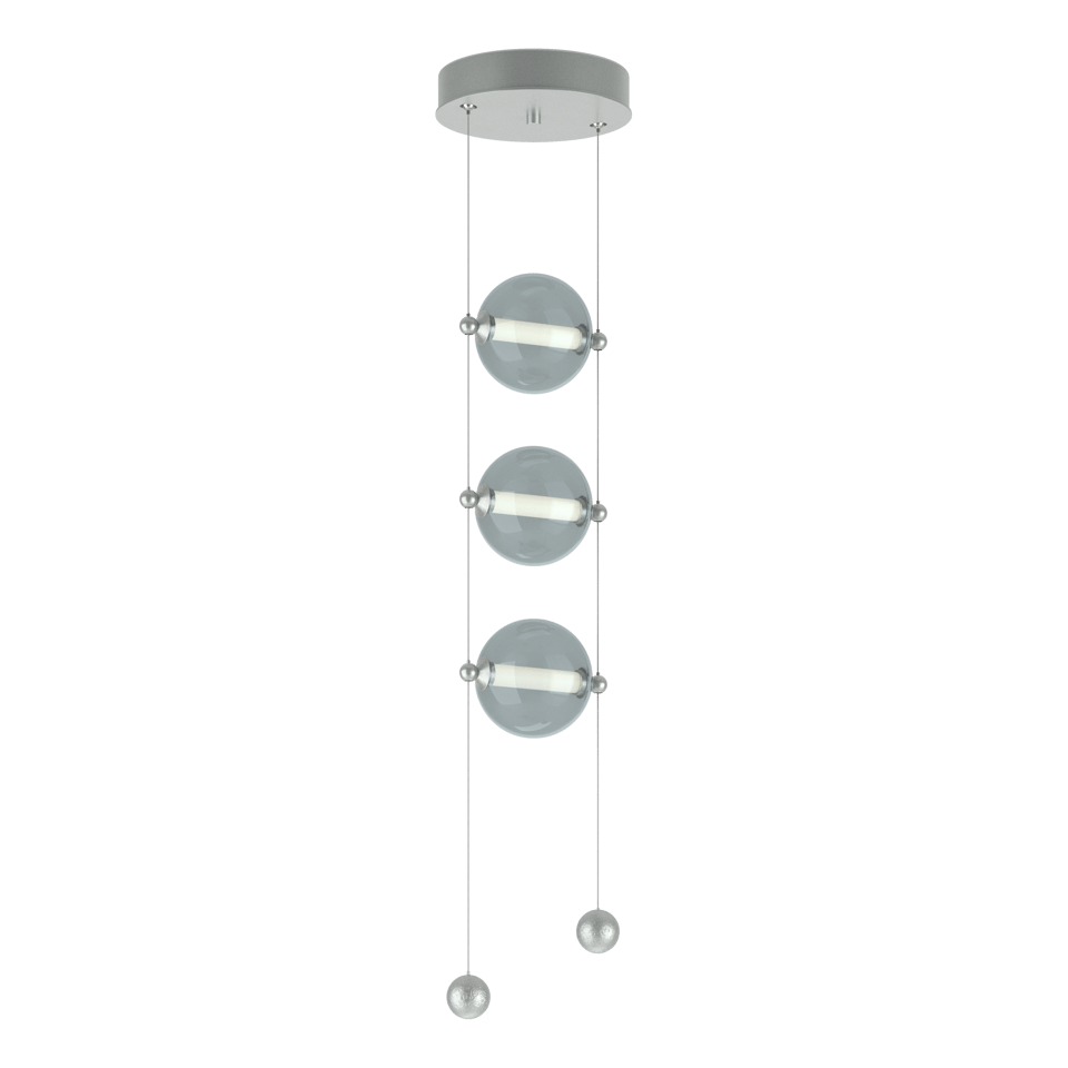 Abacus 3-Light LED Pendant - Vintage Platinum - Cool Grey Glass by Hubbardton Forge