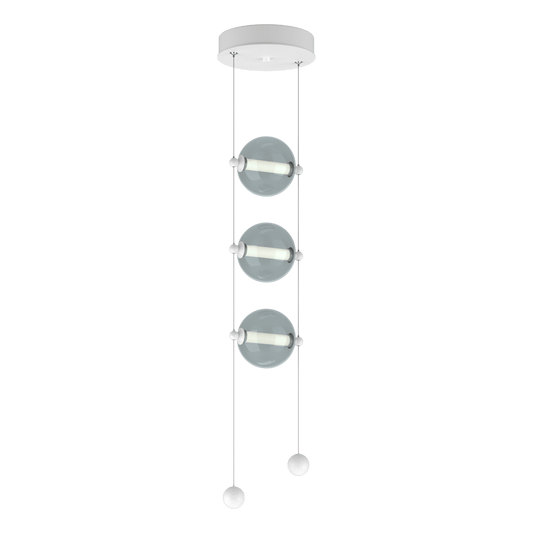 Abacus 3-Light LED Pendant - White - Cool Grey Glass by Hubbardton Forge