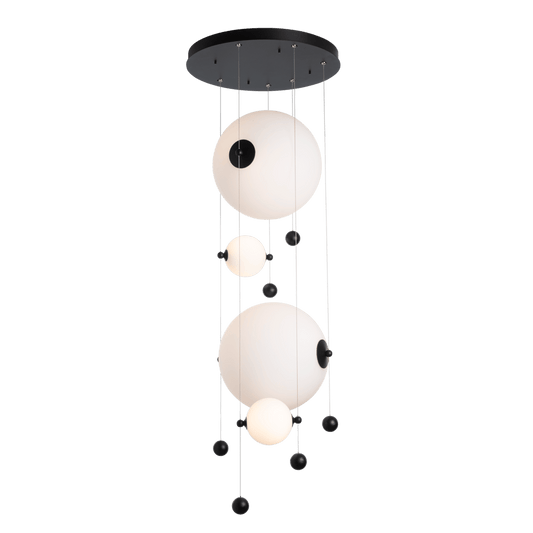Abacus 4-Light Round LED Pendant - Black - Opal Glass by Hubbardton Forge