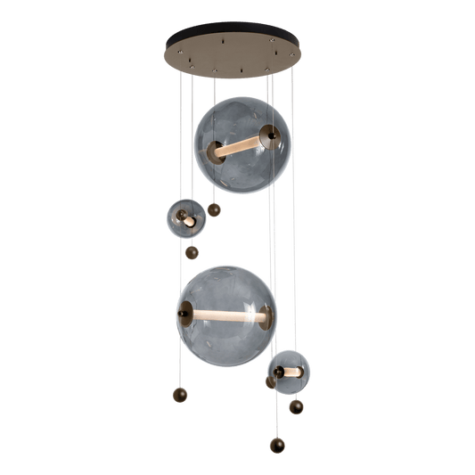 Abacus 4-Light Round LED Pendant - Bronze - Cool Grey Glass by Hubbardton Forge