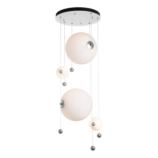 Abacus 4-Light Round LED Pendant - Sterling - Opal Glass by Hubbardton Forge