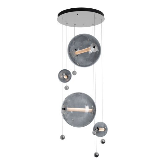 Abacus 4-Light Round LED Pendant - Vintage Platinum - Cool Grey Glass by Hubbardton Forge