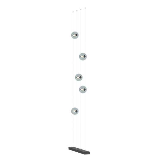 Abacus 5-Light Floor To Ceiling Plug In LED Lamp - Black - Cool Grey Glass by Hubbardton Forge