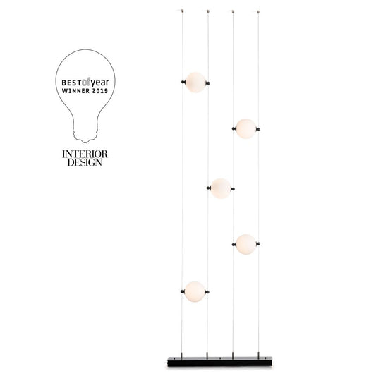 Abacus 5-Light Floor To Ceiling Plug In LED Lamp - Black - Opal Glass by Hubbardton Forge