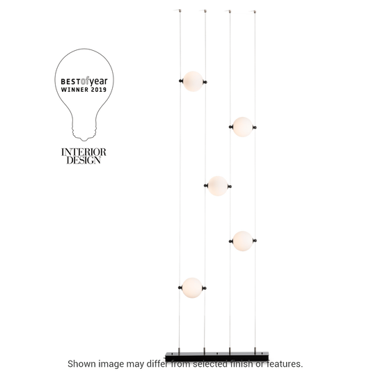 Abacus 5-Light Floor To Ceiling Plug In LED Lamp - Ink - Cool Grey Glass by Hubbardton Forge