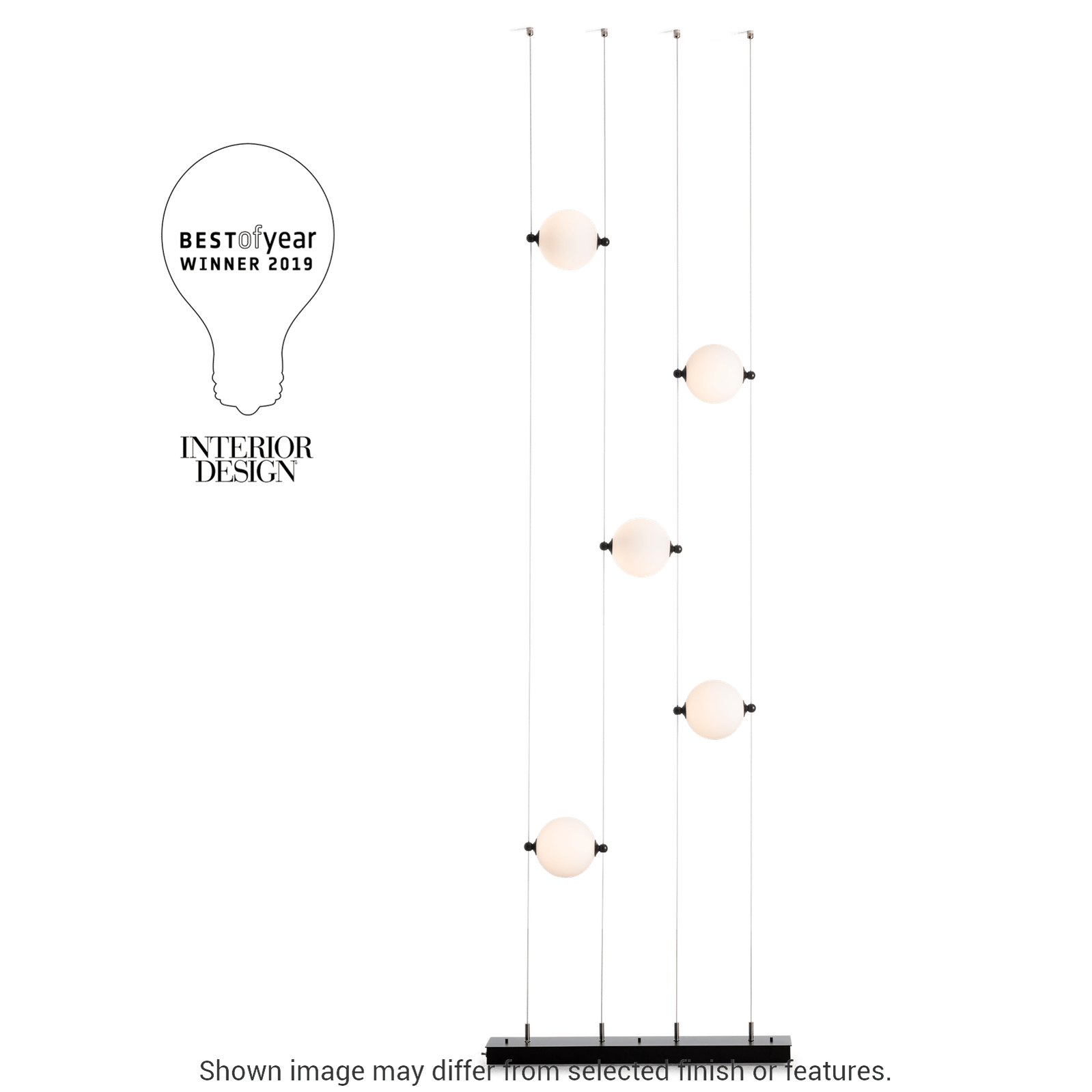 Abacus 5-Light Floor To Ceiling Plug In LED Lamp - Ink - Opal Glass by Hubbardton Forge