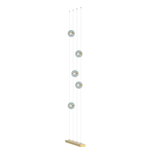Abacus 5-Light Floor To Ceiling Plug In LED Lamp - Modern Brass - Cool Grey Glass by Hubbardton Forge