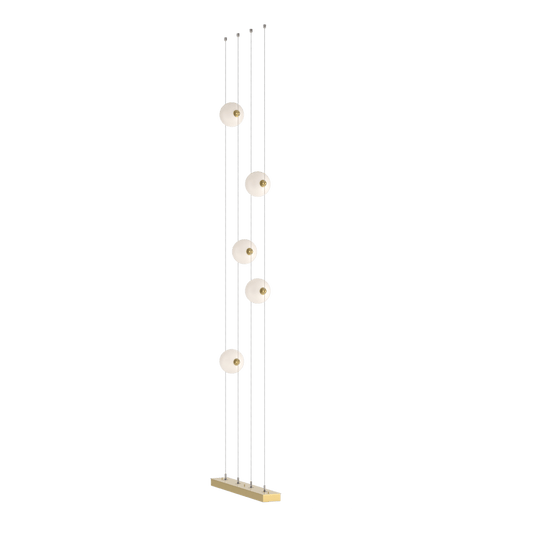 Abacus 5-Light Floor To Ceiling Plug In LED Lamp - Modern Brass - Opal Glass by Hubbardton Forge