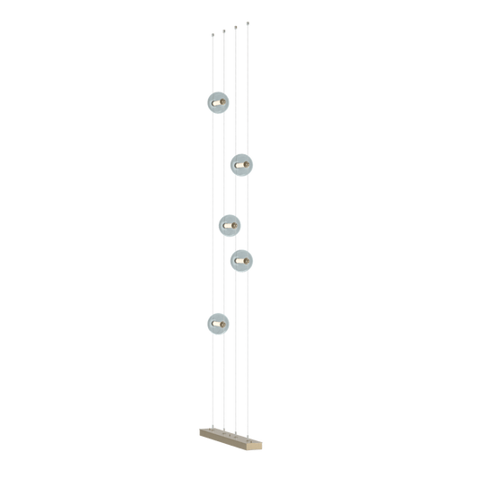 Abacus 5-Light Floor To Ceiling Plug In LED Lamp - Soft Gold - Cool Grey Glass by Hubbardton Forge