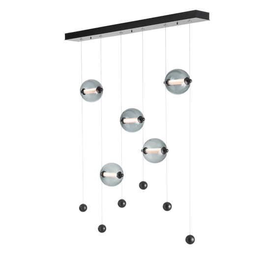 Abacus 5-Light LED Pendant - Black - Cool Grey Glass by Hubbardton Forge