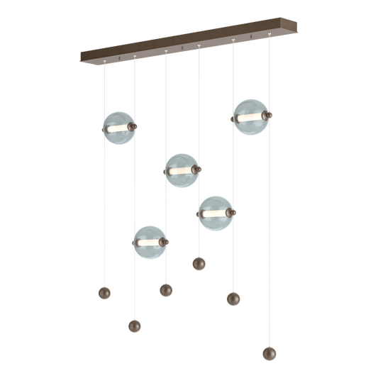 Abacus 5-Light LED Pendant - Bronze - Cool Grey Glass by Hubbardton Forge