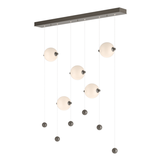 Abacus 5-Light LED Pendant - Dark Smoke - Opal Glass by Hubbardton Forge
