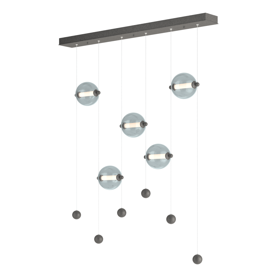 Abacus 5-Light LED Pendant - Natural Iron - Cool Grey Glass by Hubbardton Forge