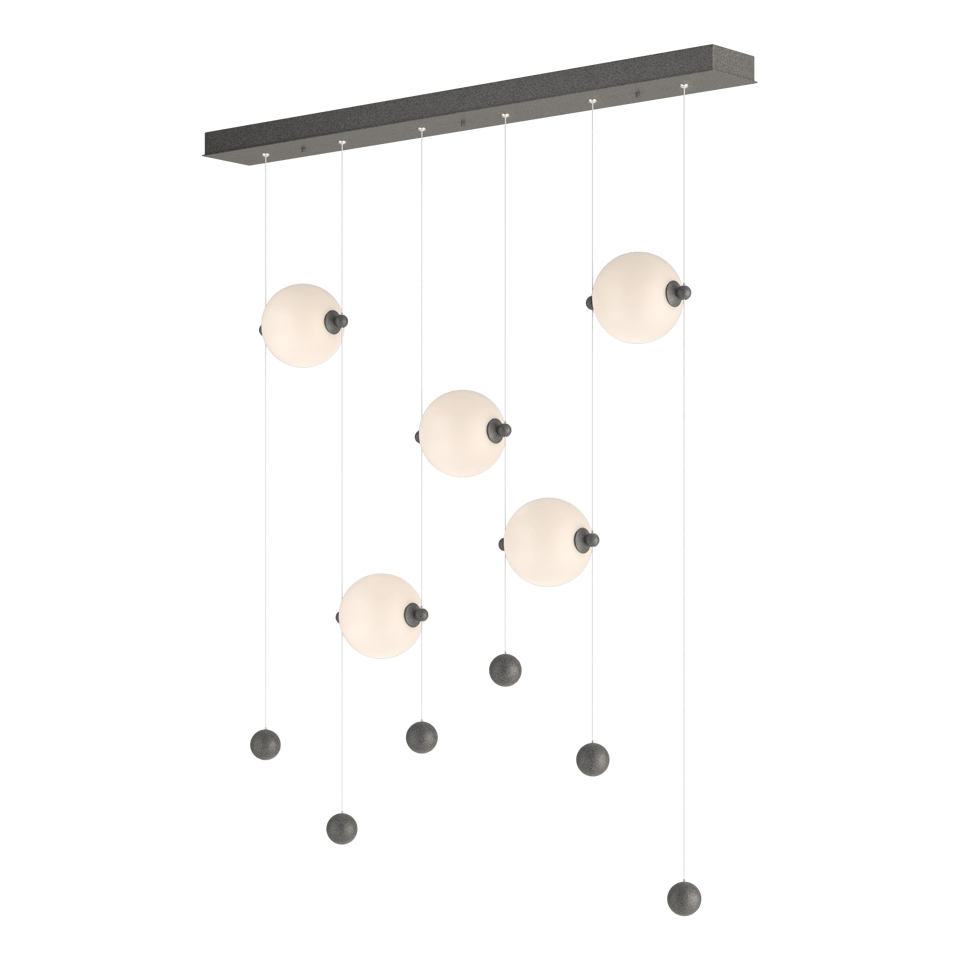 Abacus 5-Light LED Pendant - Natural Iron - Opal Glass by Hubbardton Forge