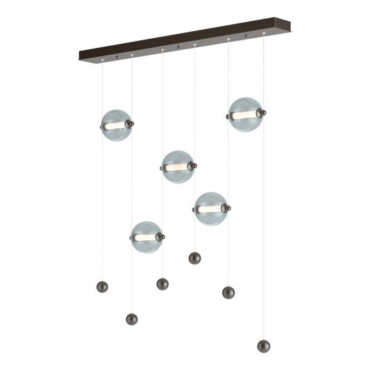 Abacus 5-Light LED Pendant - Oil Rubbed Bronze - Cool Grey Glass by Hubbardton Forge