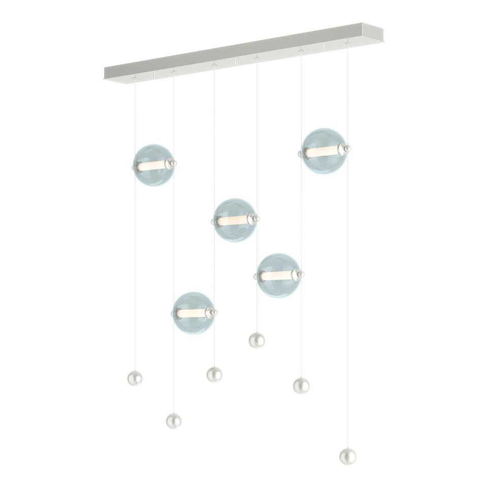 Abacus 5-Light LED Pendant - Sterling - Cool Grey Glass by Hubbardton Forge