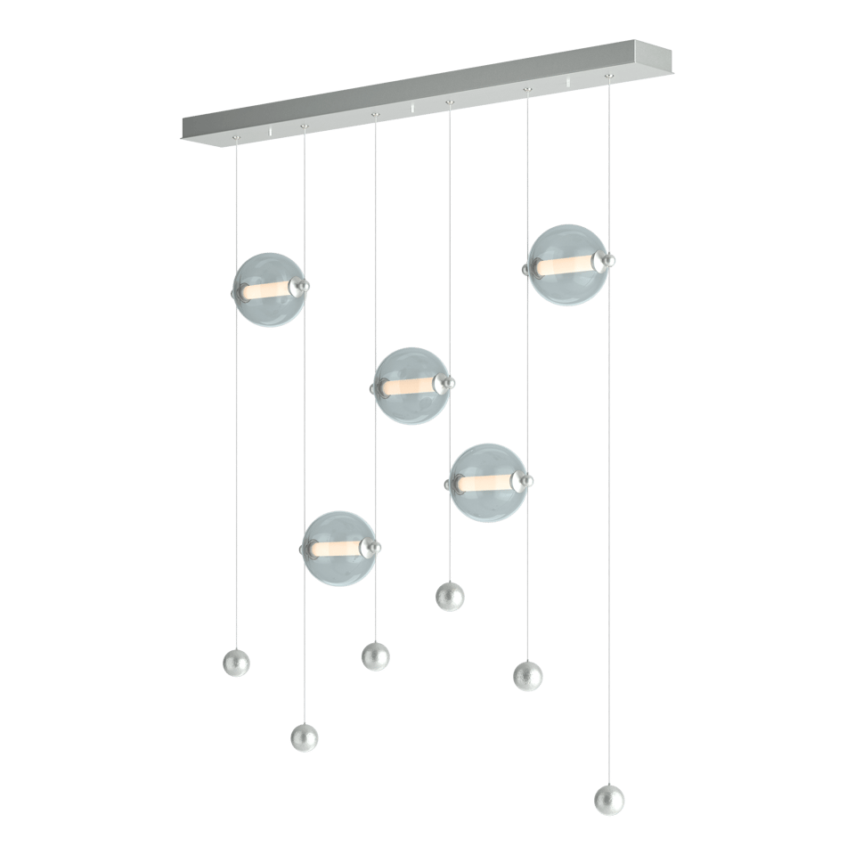 Abacus 5-Light LED Pendant - Vintage Platinum - Cool Grey Glass by Hubbardton Forge