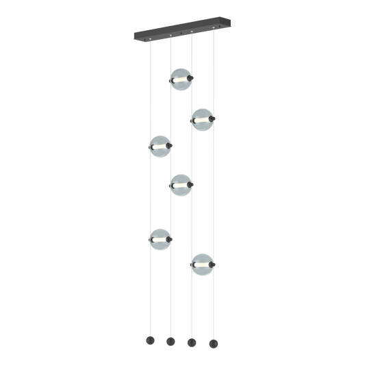 Abacus 6-Light Ceiling To Floor LED Pendant - Black - Cool Grey Glass by Hubbardton Forge
