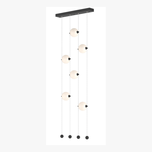 Abacus 6-Light Ceiling To Floor LED Pendant - Black - Opal Glass by Hubbardton Forge