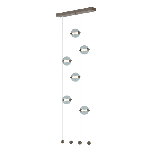 Abacus 6-Light Ceiling To Floor LED Pendant - Bronze - Cool Grey Glass by Hubbardton Forge