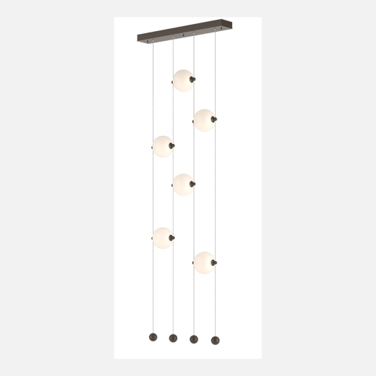 Abacus 6-Light Ceiling To Floor LED Pendant - Bronze - Opal Glass by Hubbardton Forge