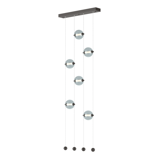 Abacus 6-Light Ceiling To Floor LED Pendant - Oil Rubbed Bronze - Cool Grey Glass by Hubbardton Forge