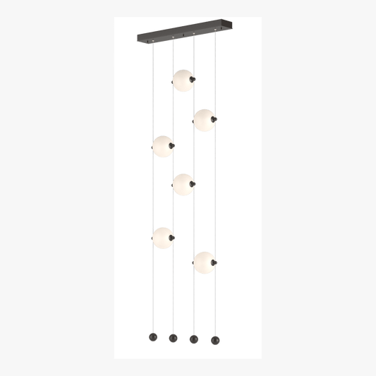 Abacus 6-Light Ceiling To Floor LED Pendant - Oil Rubbed Bronze - Opal Glass by Hubbardton Forge