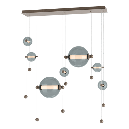 Abacus 7-Light Double Linear LED Pendant - Bronze - Cool Grey Glass by Hubbardton Forge