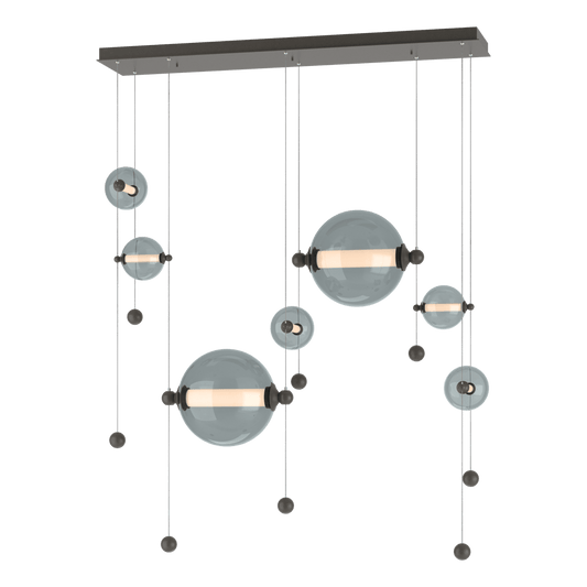 Abacus 7-Light Double Linear LED Pendant - Dark Smoke - Cool Grey Glass by Hubbardton Forge