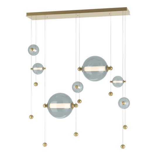 Abacus 7-Light Double Linear LED Pendant - Modern Brass - Cool Grey Glass by Hubbardton Forge