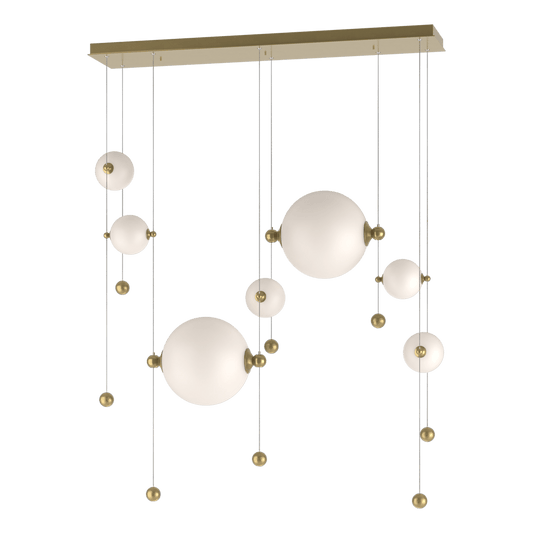 Abacus 7-Light Double Linear LED Pendant - Modern Brass - Opal Glass by Hubbardton Forge