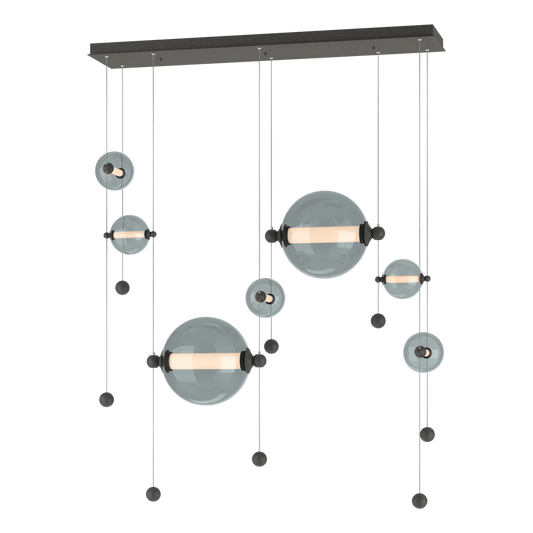 Abacus 7-Light Double Linear LED Pendant - Natural Iron - Cool Grey Glass by Hubbardton Forge