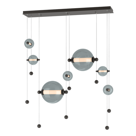 Abacus 7-Light Double Linear LED Pendant - Oil Rubbed Bronze - Cool Grey Glass by Hubbardton Forge