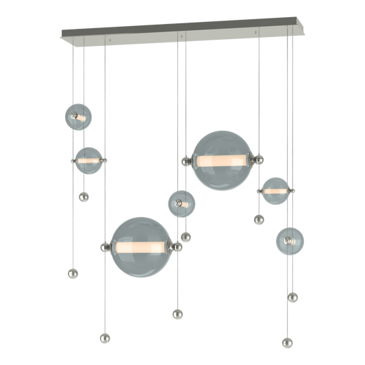 Abacus 7-Light Double Linear LED Pendant - Sterling - Cool Grey Glass by Hubbardton Forge