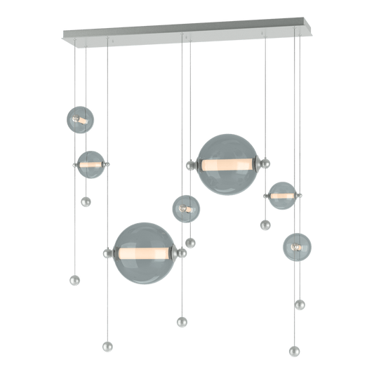 Abacus 7-Light Double Linear LED Pendant - Vintage Platinum - Cool Grey Glass by Hubbardton Forge