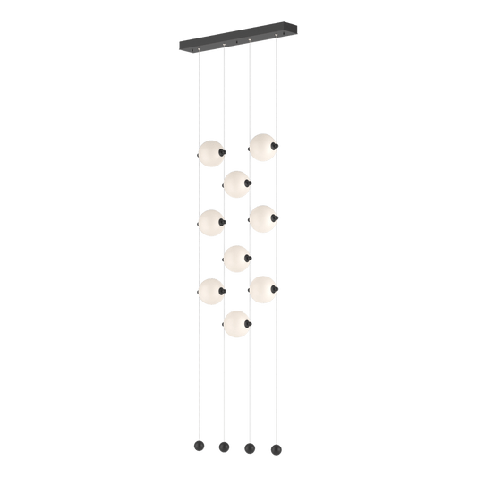 Abacus 9-Light Ceiling To Floor LED Pendant - Black - Opal Glass by Hubbardton Forge