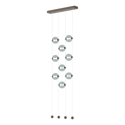 Abacus 9-Light Ceiling To Floor LED Pendant - Bronze - Cool Grey Glass by Hubbardton Forge