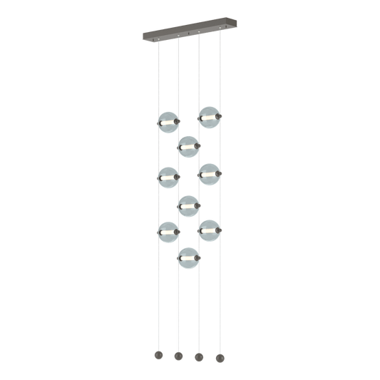 Abacus 9-Light Ceiling To Floor LED Pendant - Dark Smoke - Cool Grey Glass by Hubbardton Forge
