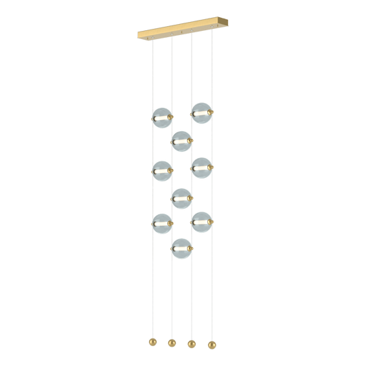 Abacus 9-Light Ceiling To Floor LED Pendant - Modern Brass - Cool Grey Glass by Hubbardton Forge