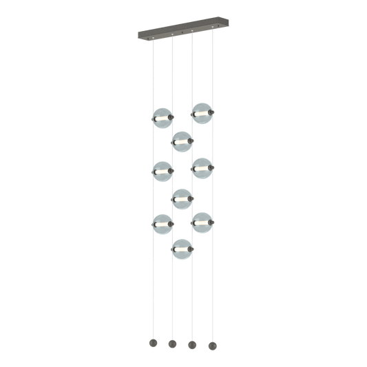 Abacus 9-Light Ceiling To Floor LED Pendant - Natural Iron - Cool Grey Glass by Hubbardton Forge
