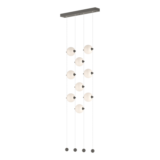 Abacus 9-Light Ceiling To Floor LED Pendant - Natural Iron - Opal Glass by Hubbardton Forge
