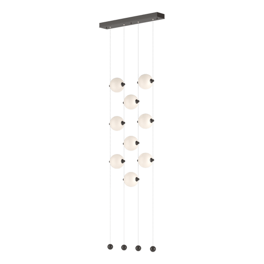 Abacus 9-Light Ceiling To Floor LED Pendant - Oil Rubbed Bronze - Opal Glass by Hubbardton Forge